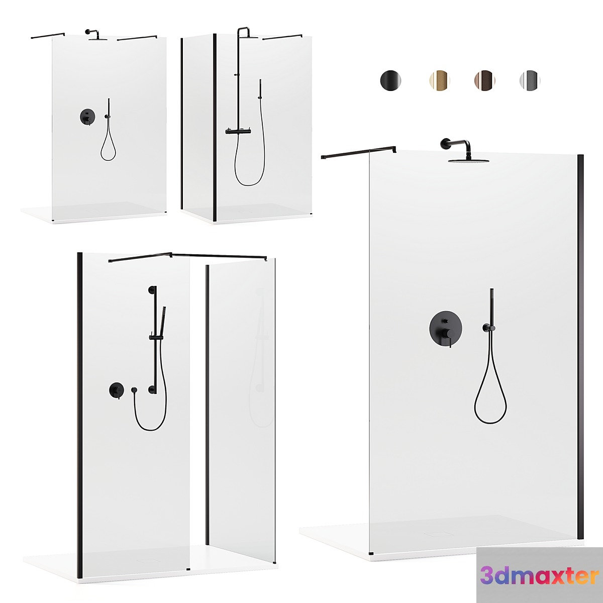 Arblu Walk-in Separet 6 shower enclosures + Paffoni shower systems