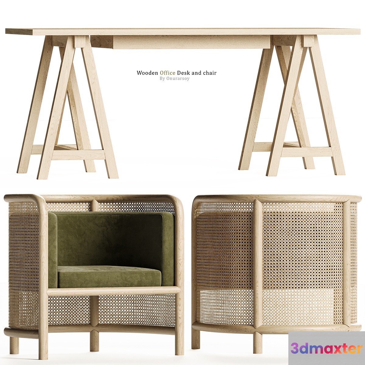 Crate & barrel - Haldeman Wood Desk with Chair set