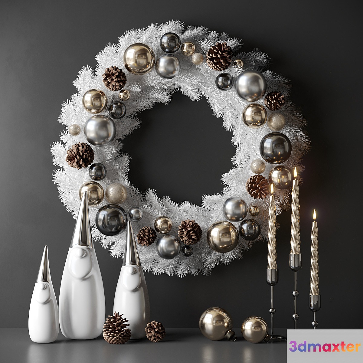Christmas decor with candles and wreath - No.2