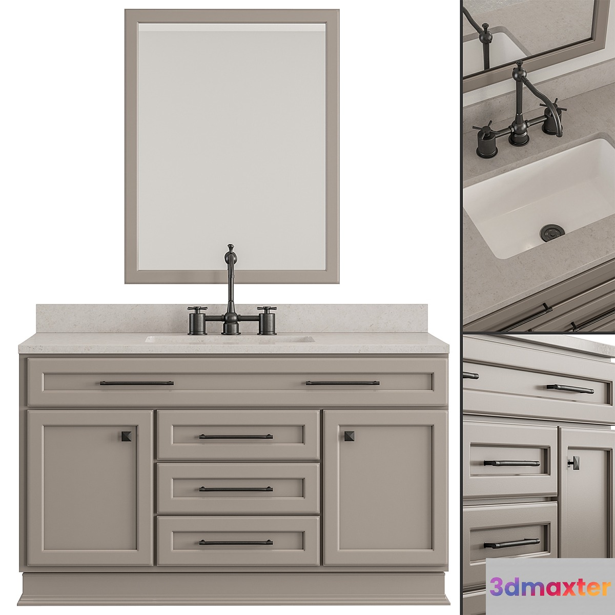 Bathroom Black Classic - Set 49 3D Max