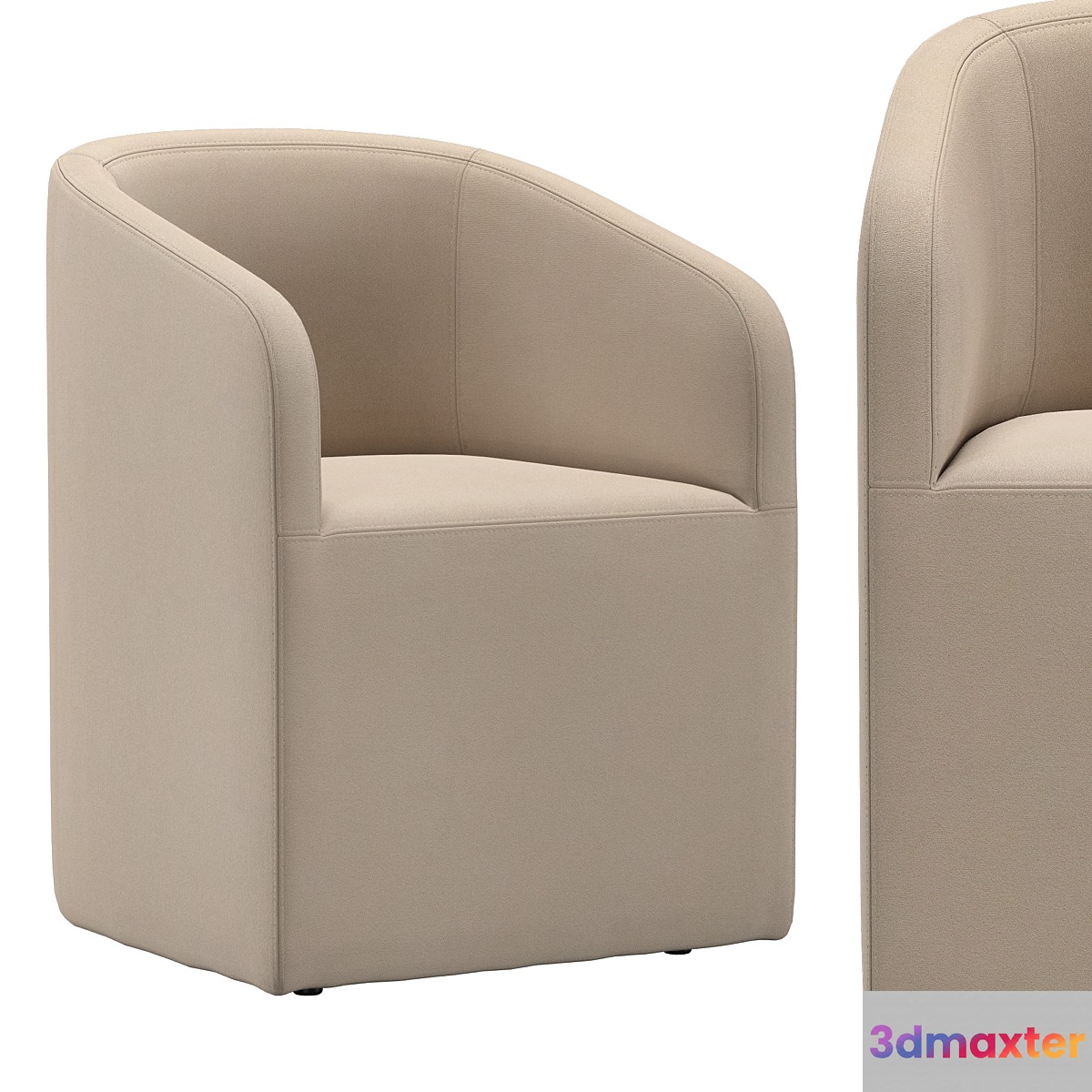 ELLISON BARRELBACK SLOPE ARM FABRIC DINING ARMCHAIR 3D Max