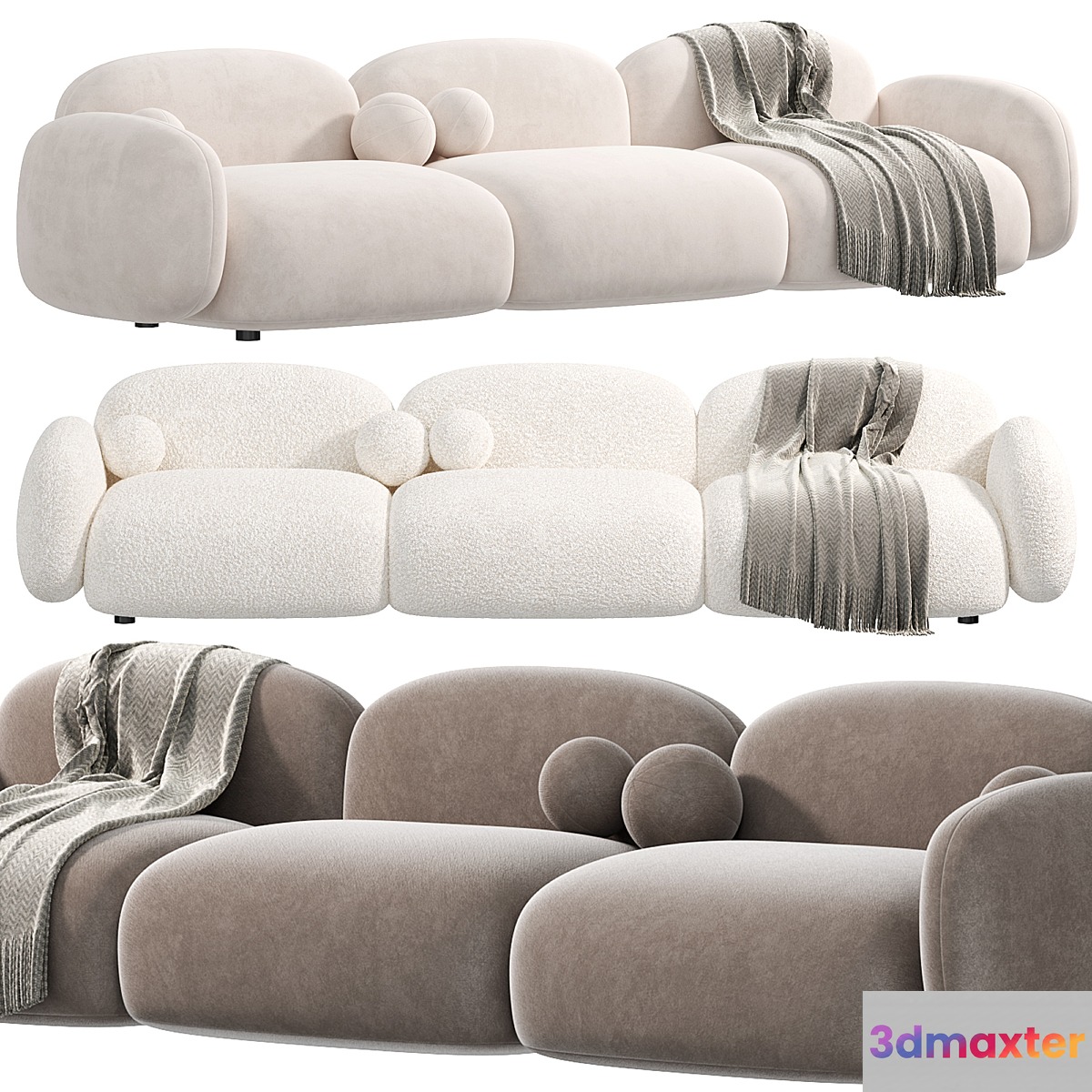 Contemporary Standard Sofa Sewn Pillow Back Sofa by Litfad sofas 3D Max