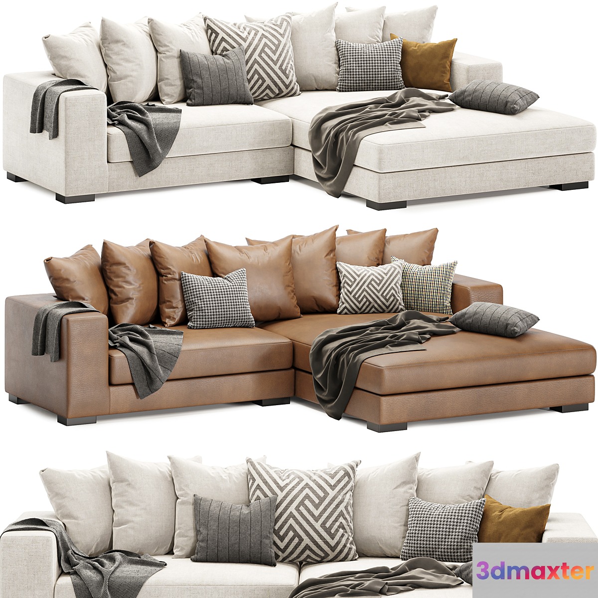 luxe sectional sofa 3D Max