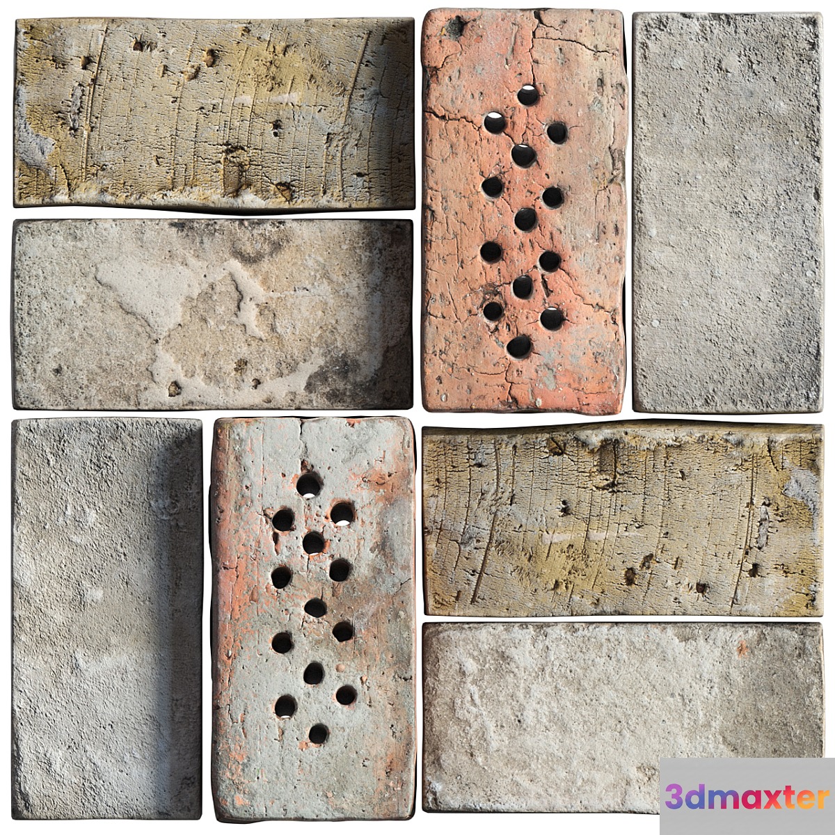 Collection of old bricks 3D Max