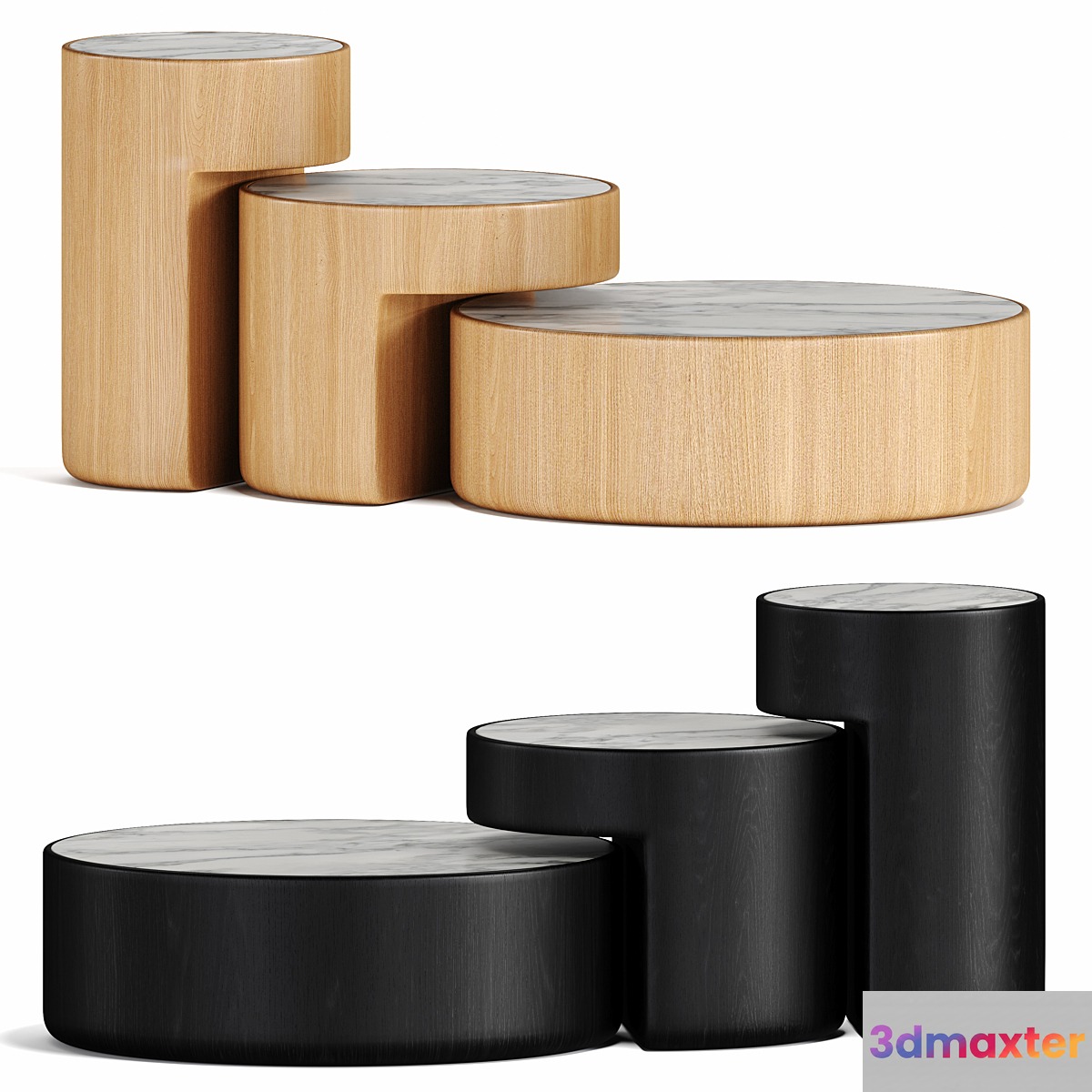 Levels set of 3 nesting tables 3D Max