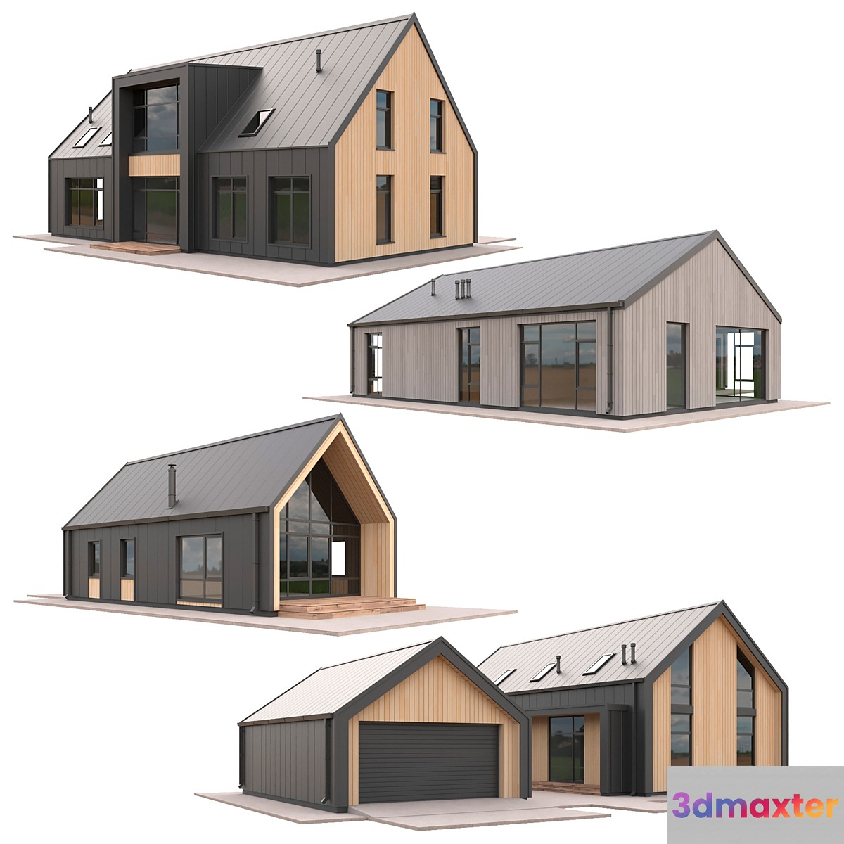 Low Poly Houses Set 04 3D Max