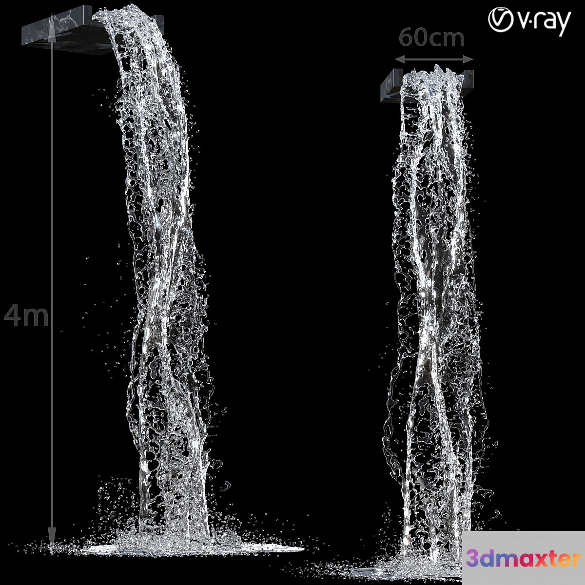 Waterfall fountains 002 3D Max