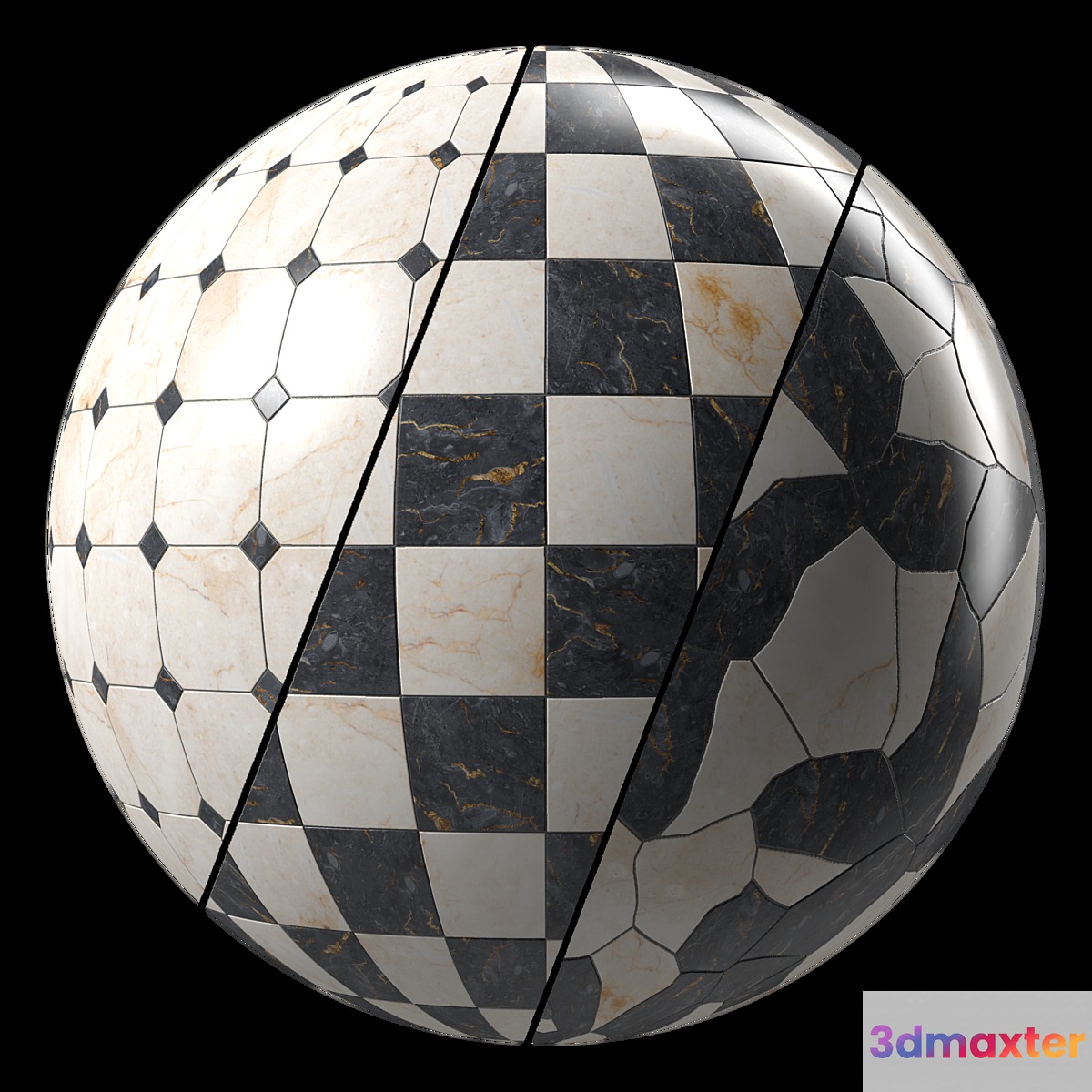 Marble Tile Materials 15- Marble Mixed by Stone - Pbr 4k Seamless 3D Max