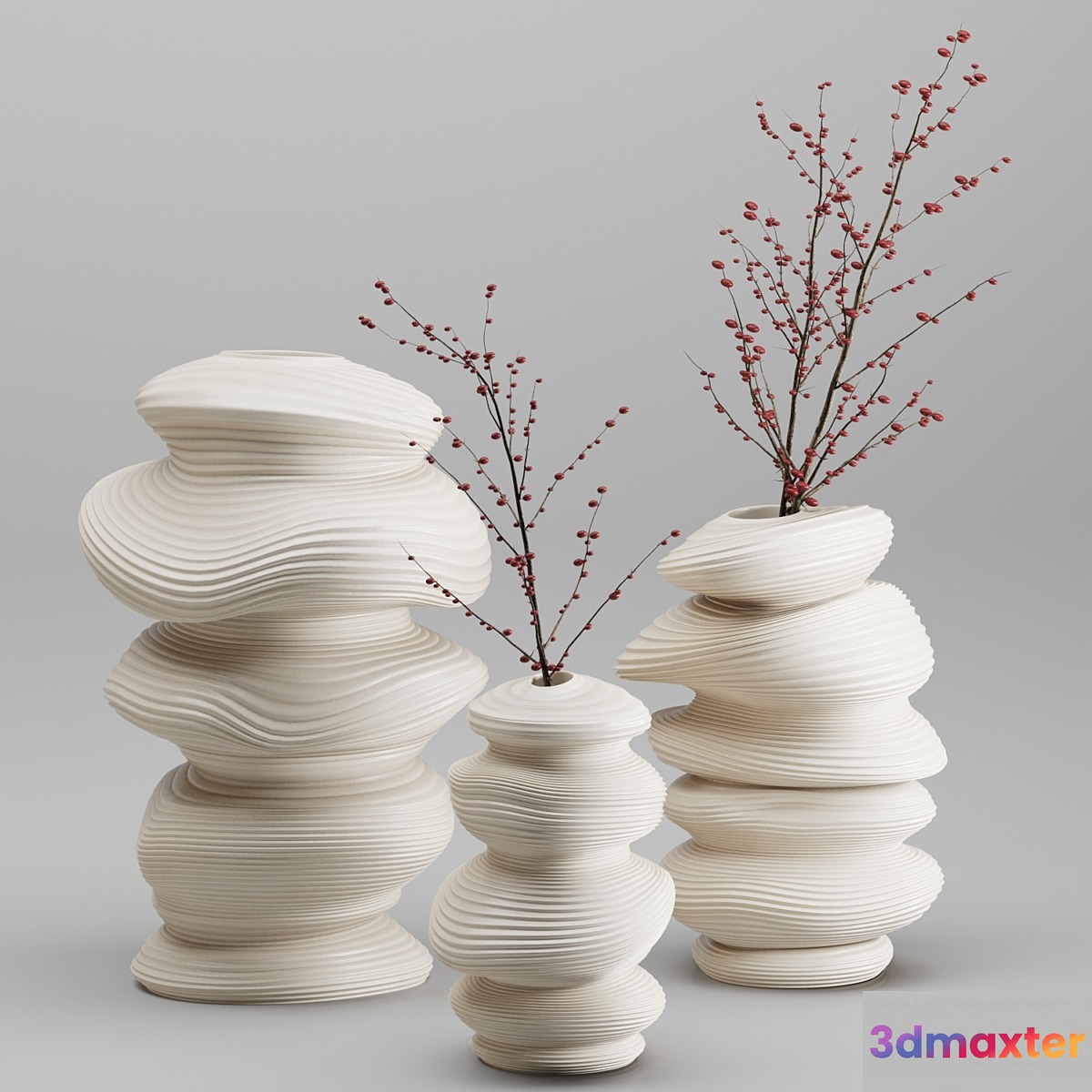 Vase Set 03-Deformed Ceramic Vase 3D Max