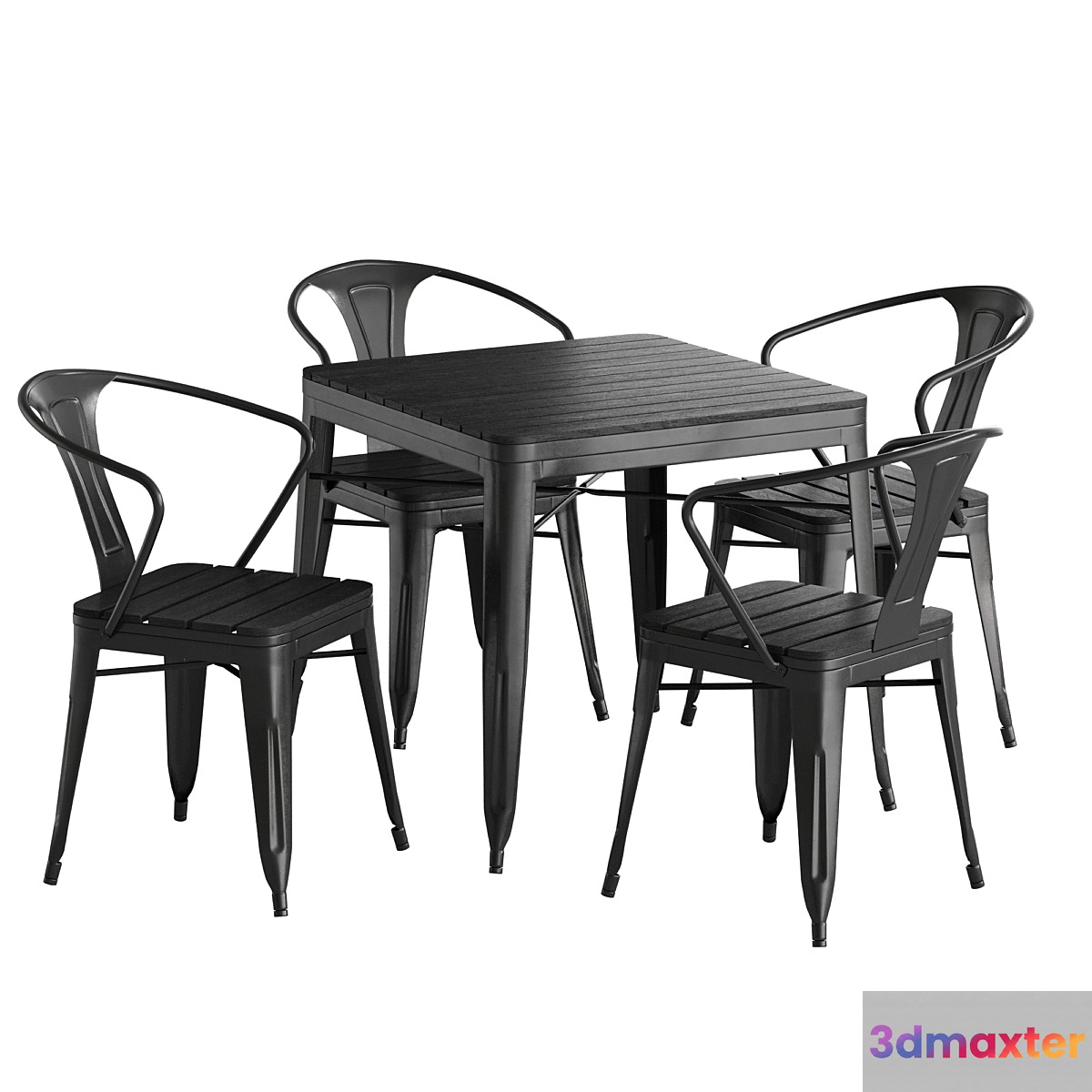 metal table and chairs for street cafe bistrot and patio 3D Max