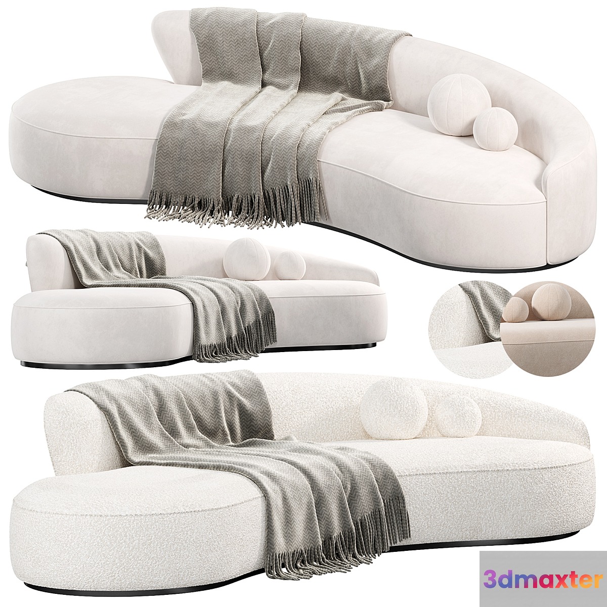 Marseille 2 Curved Sofa ni Mohair sofas - No.2