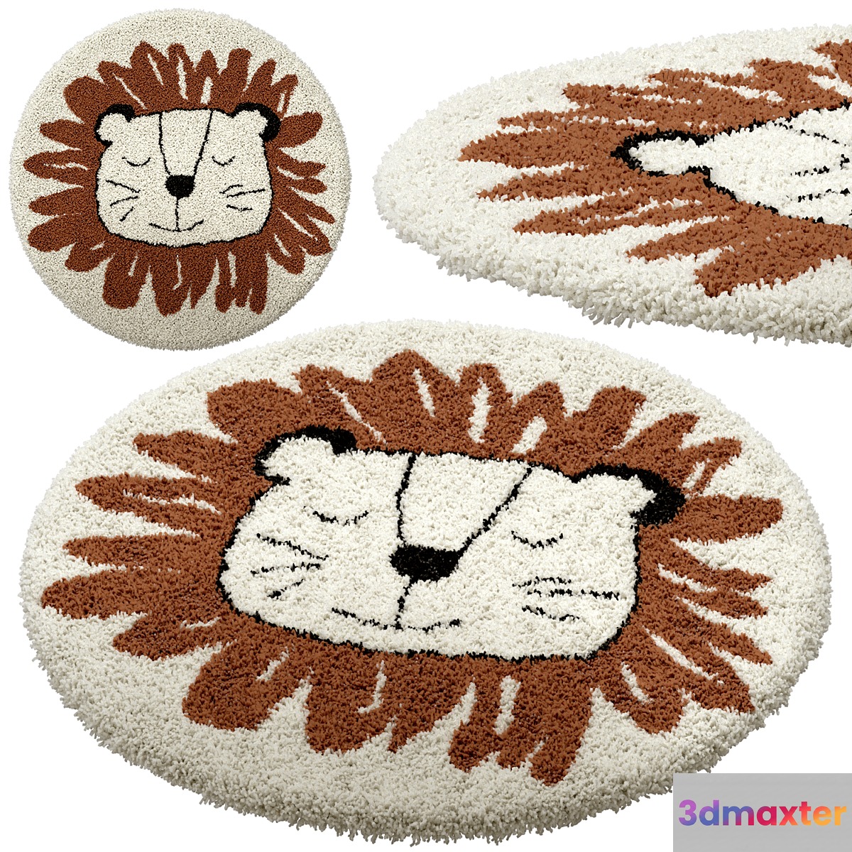 Children's round carpet with the image of a lion Syma