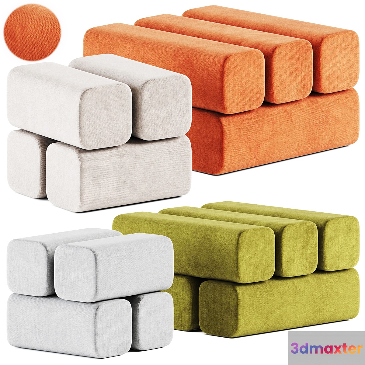Drova Pouf 4 and 6 by Woo Furniture _ Pouf - No.2 3D Max