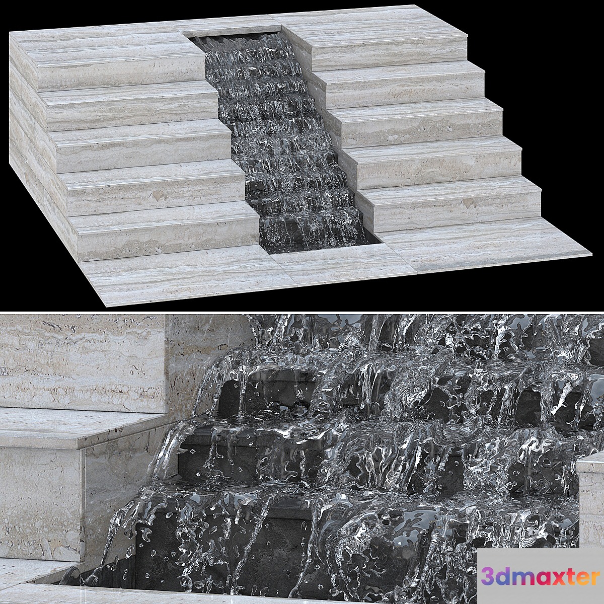 Waterfall fountains stairs_007 3D Max