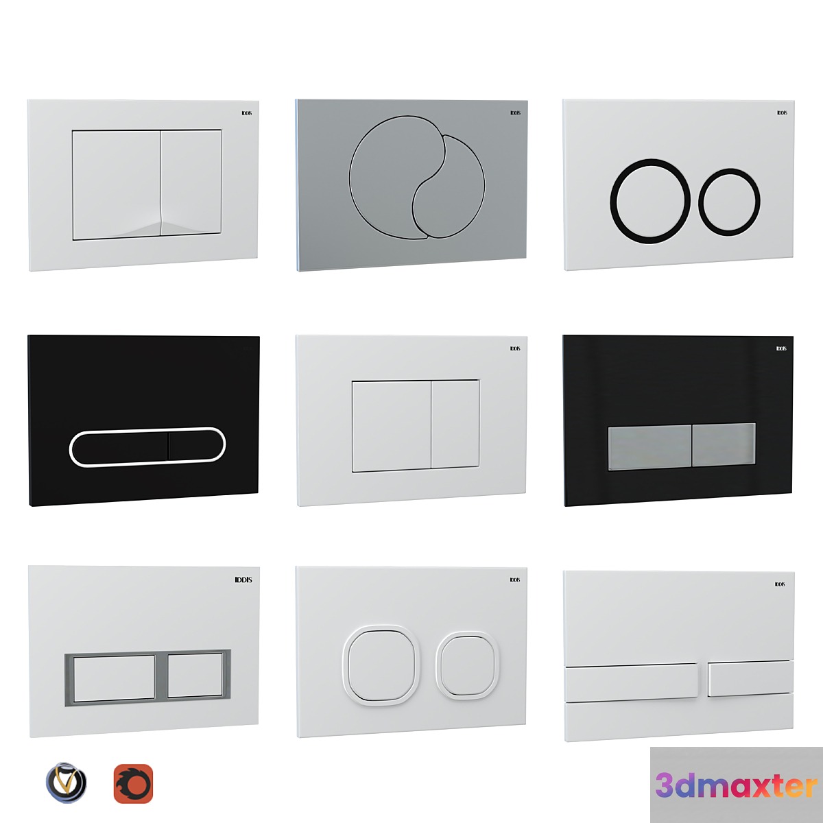 IDDIS flush buttons for installation (9 pcs.) - No.3 3D Max