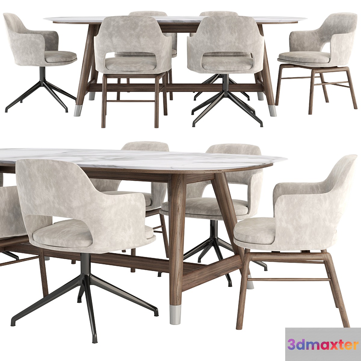 Eliseo Chairs and Desco Table 3D Max