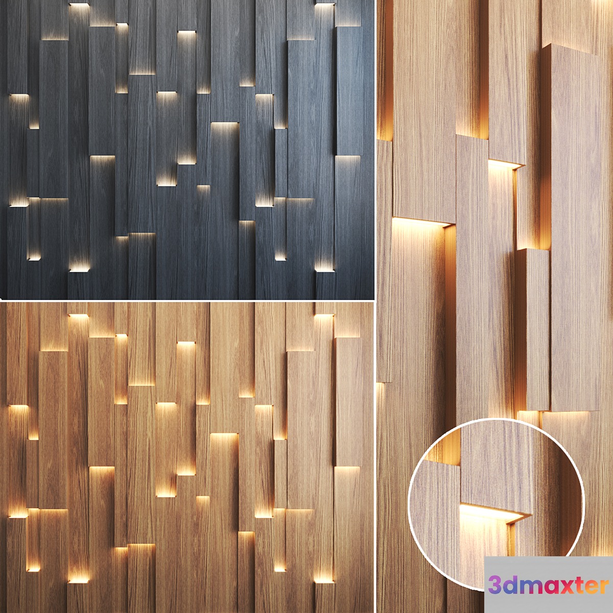 3d wall panel with lighting 3D Max