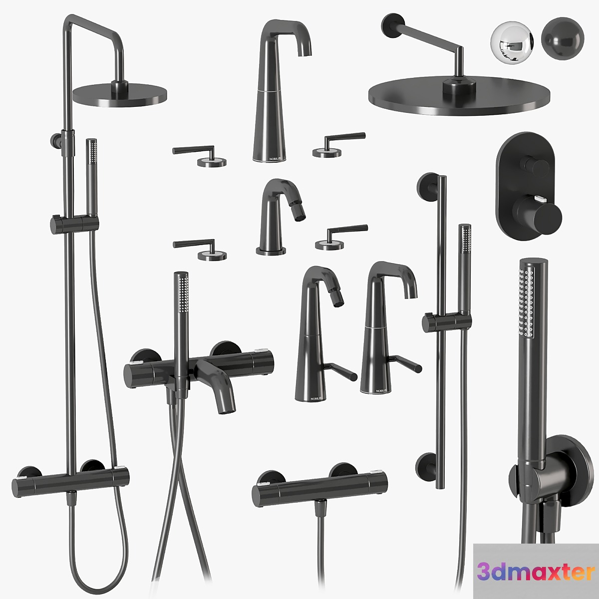 Nobili Liquid shower and faucets set 3D Max