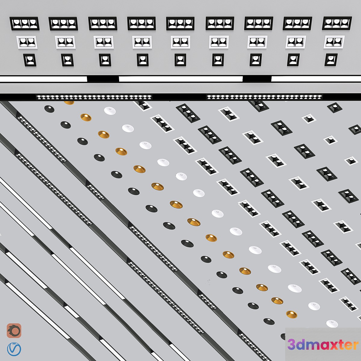 Ceiling lighting set 3 3D Max