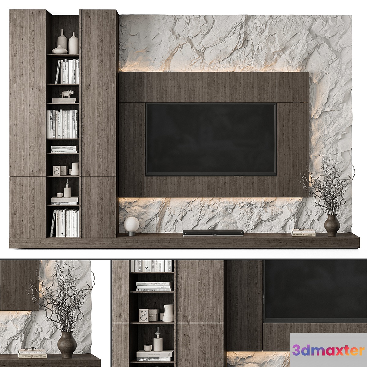 TV Wall Rock Wall and Wood - Set 78 - No.2