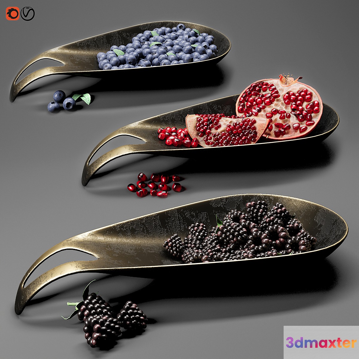 Dish with berries and fruits