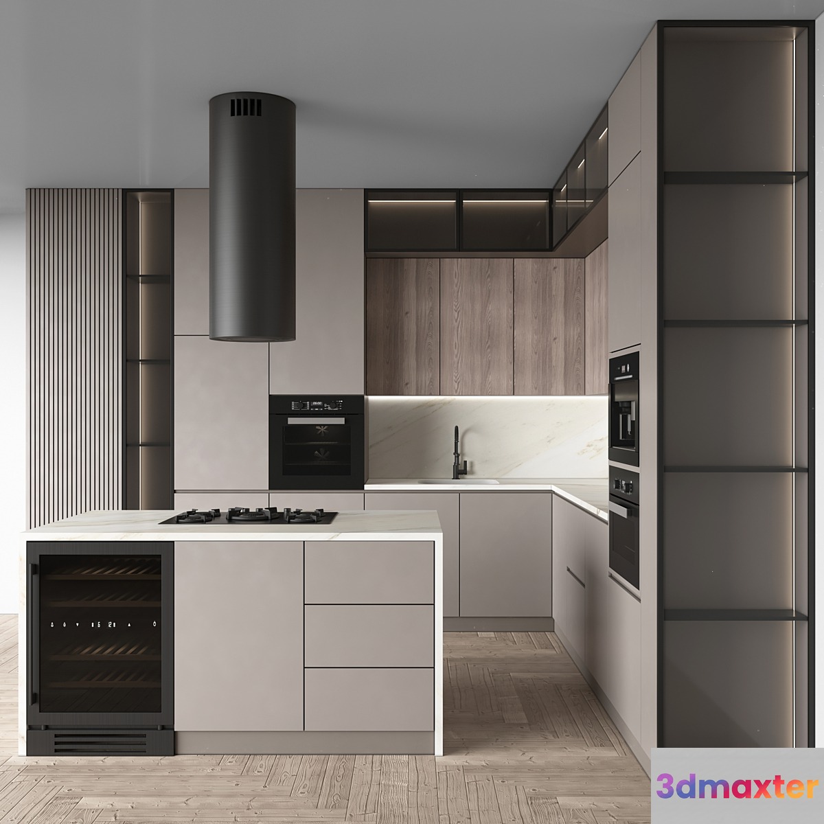 Kitchen Modern 101 (Corner Kitchen) 3D Max