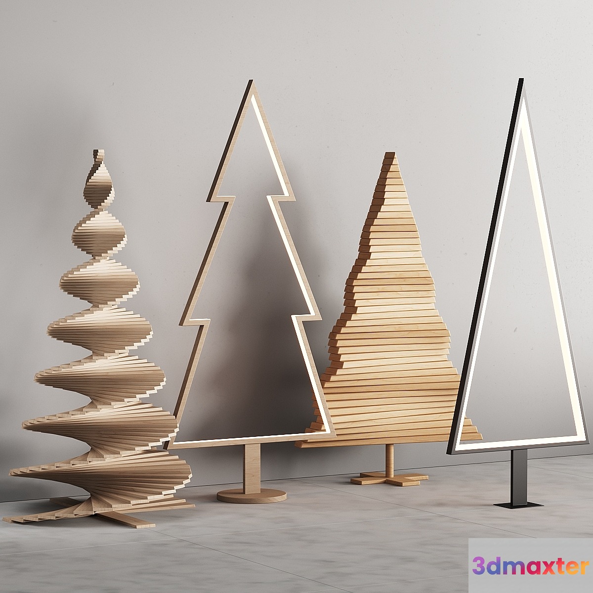 035 Modern christmas trees 01 wood and light - No.2