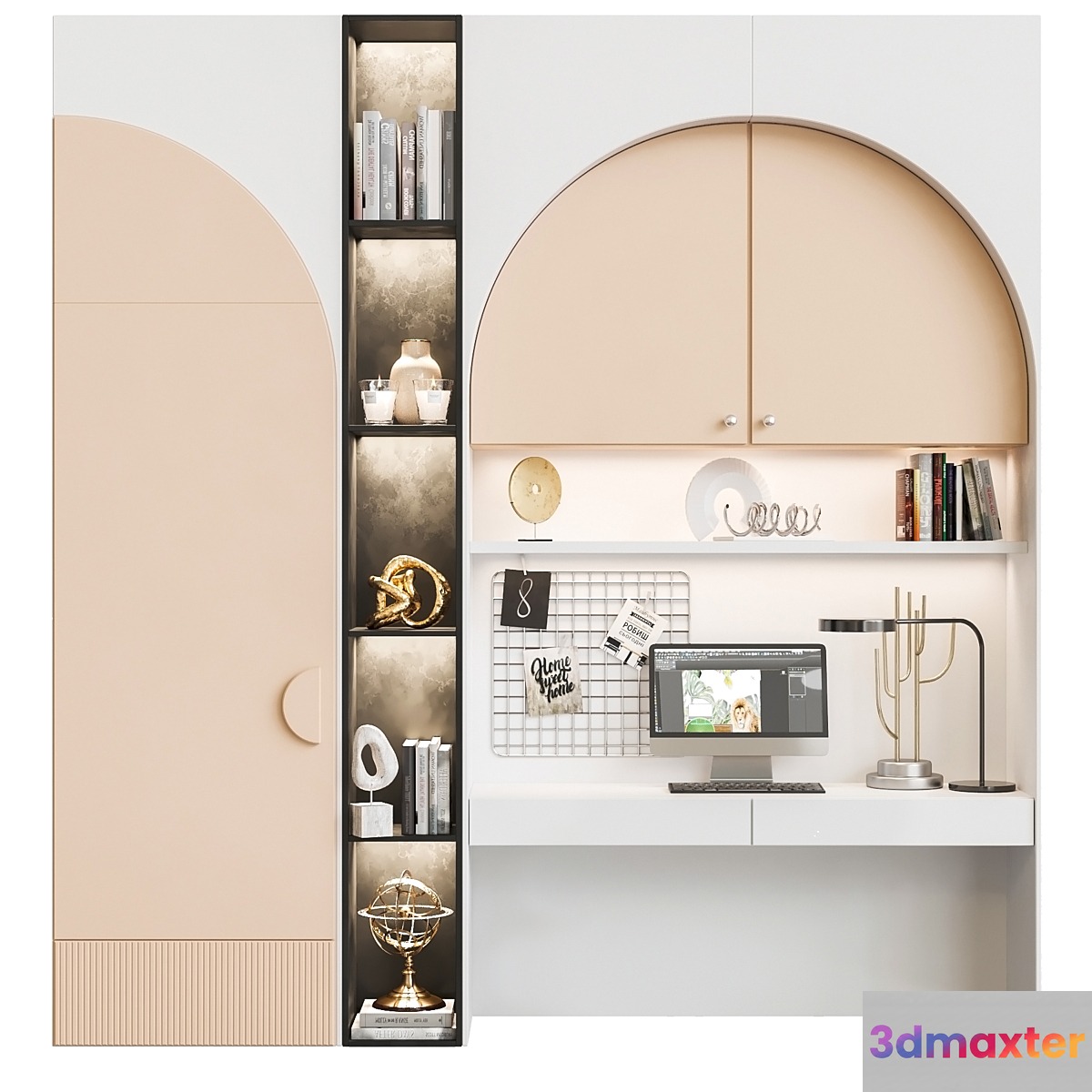 Children's wardrobe with decor and workplace - No.2