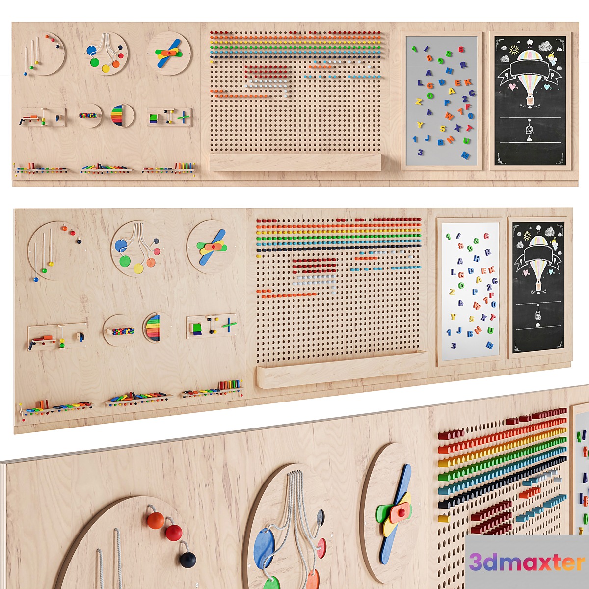 Interactive game board (busyboard) for a children's room