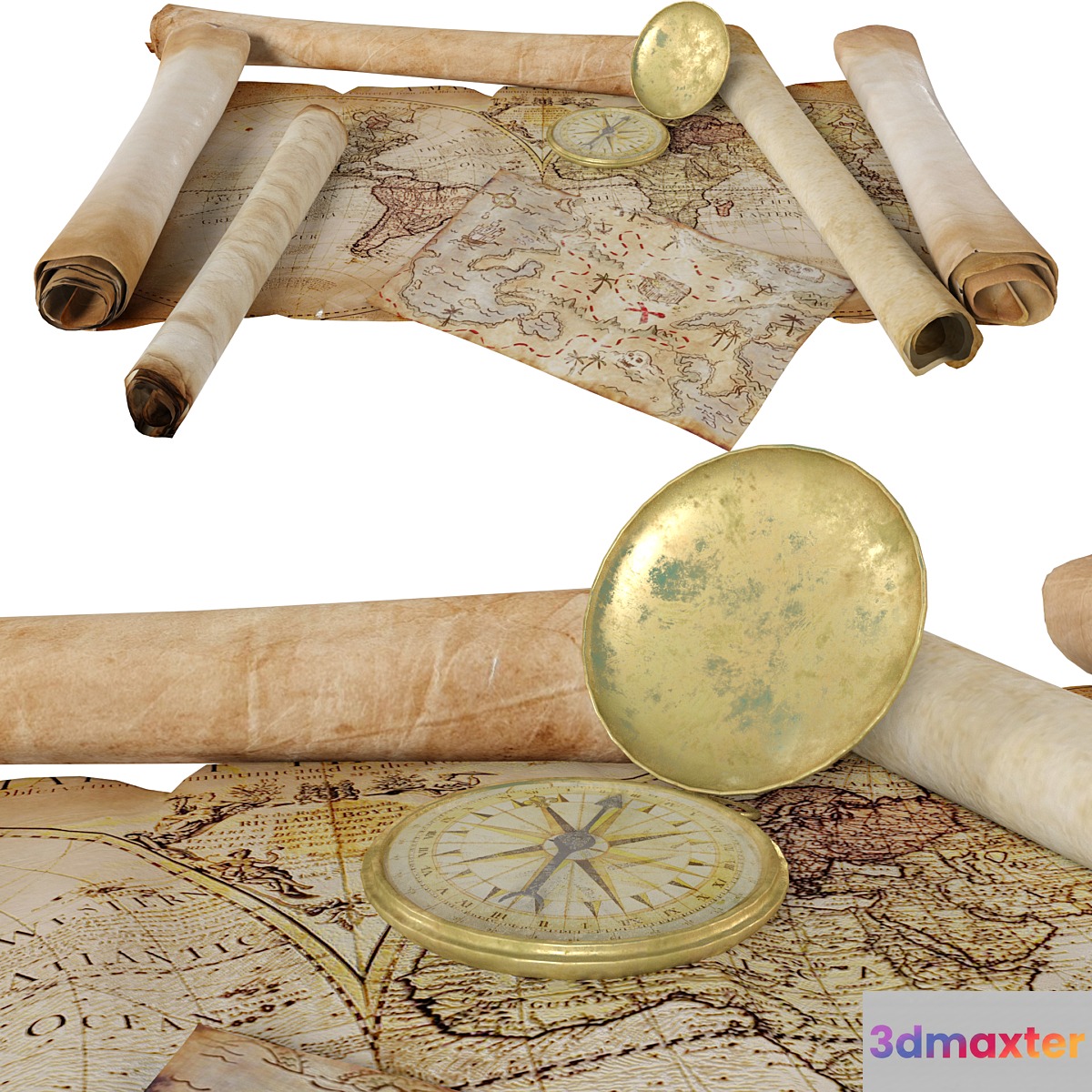 Parchment Scroll_Papirus Map 3D Max