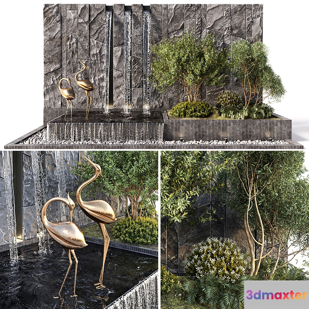 Water falls with Stonewall Plants & birds