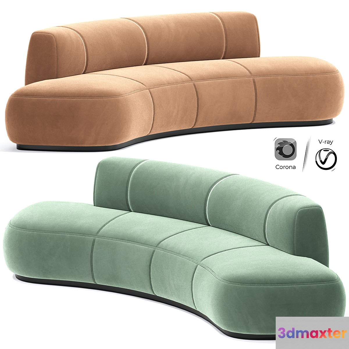 Morada Bubble Curved Fabric Sofa 3D Max