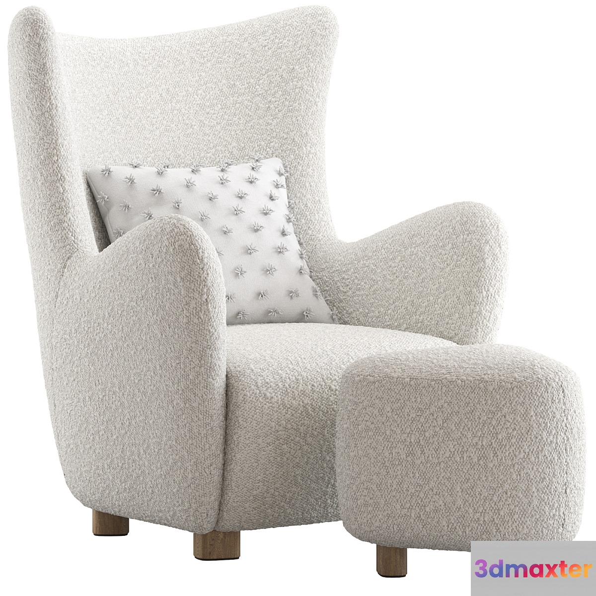 CB2 Bozzi Lounge Chair and Ottoman - No.2 3D Max
