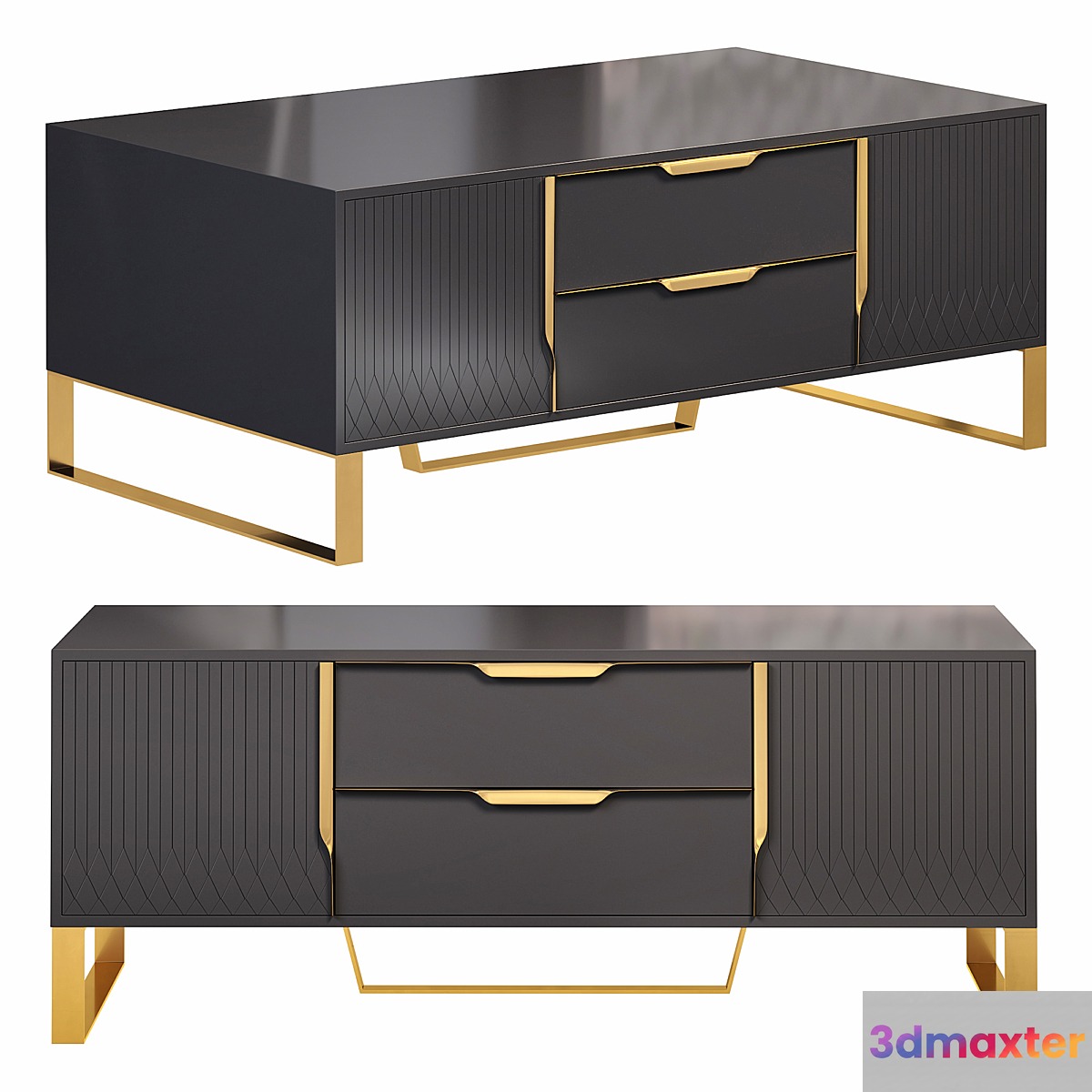 Nordic rectangular black coffee table by homary