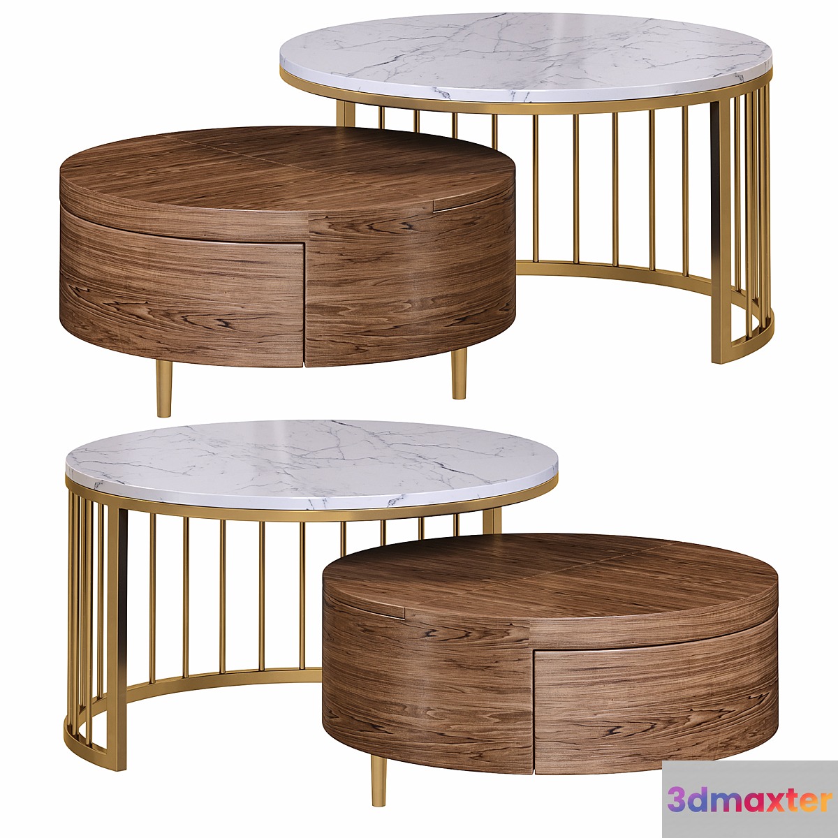 Whitewalnut round nesting coffee table by homary - No.2