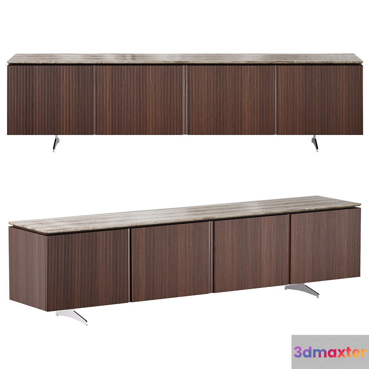 TV stand - enfilade in walnut and travertine Jakto 3D Max