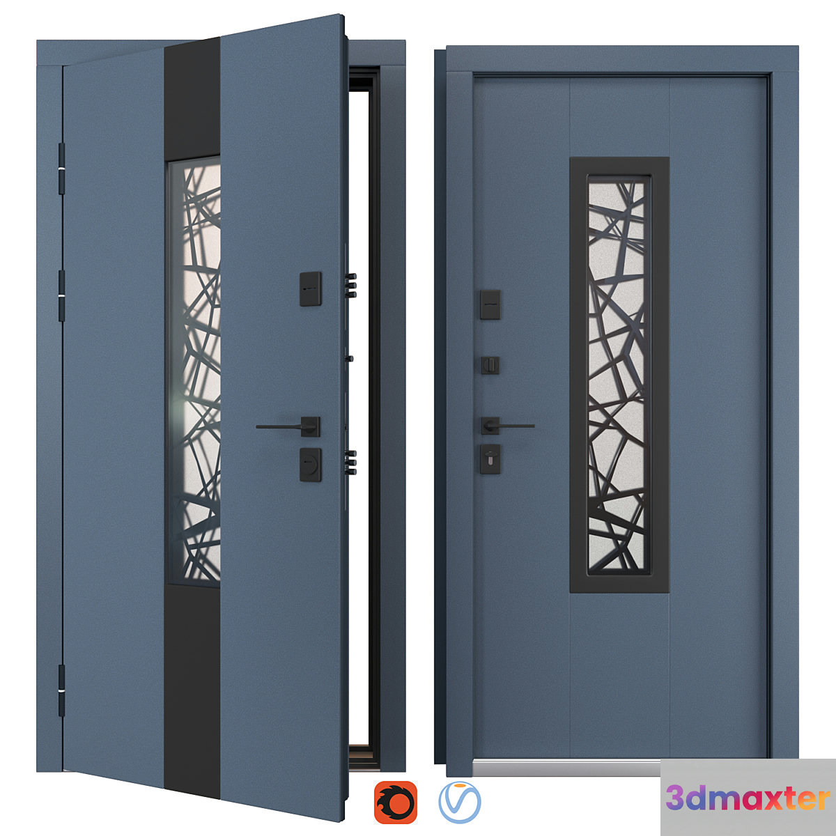 Entrance metal door Olimpia Glass (Abvehr) 3D Max