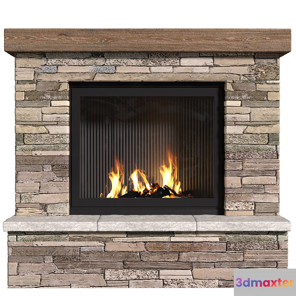 Provence style fireplace.Fireplace in Country style.Decorative stone wall