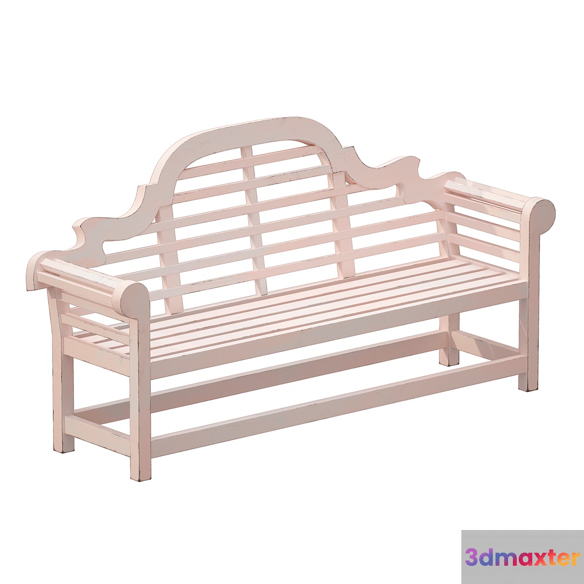 White park bench with backrest 3D Max
