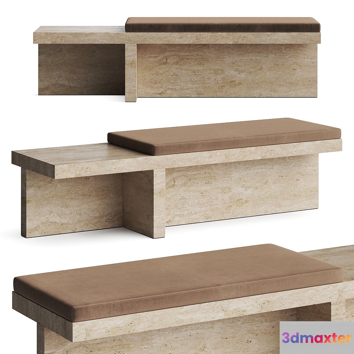 CB2 Pierre Travertine Bench 3D Max