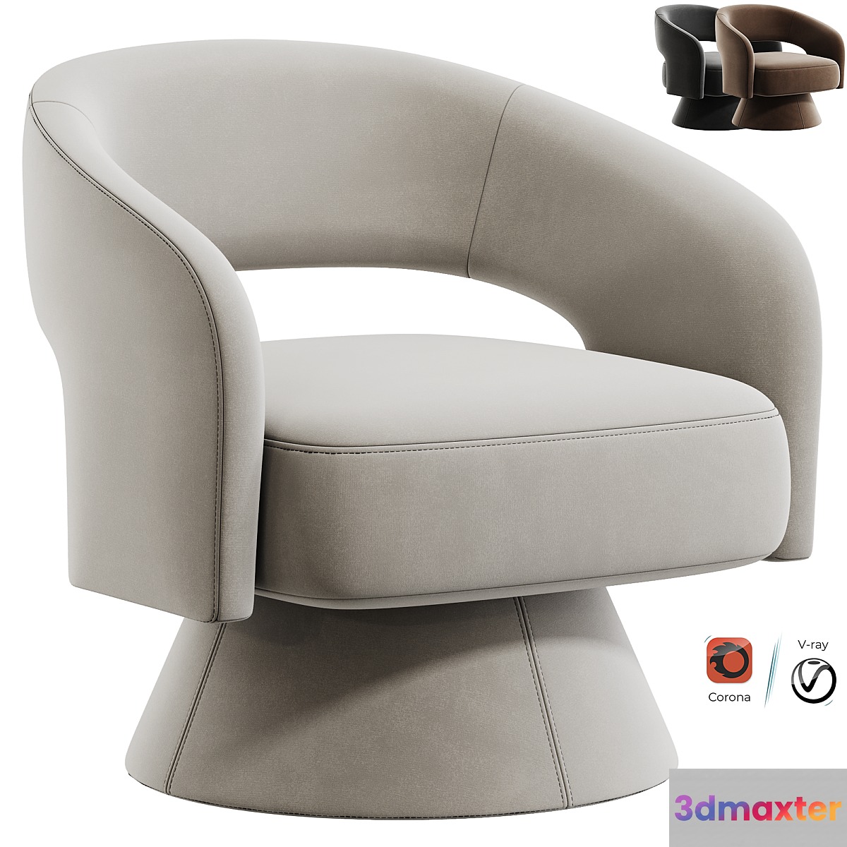 Aracelly Upholstered Swivel Barrel Chair - No.2