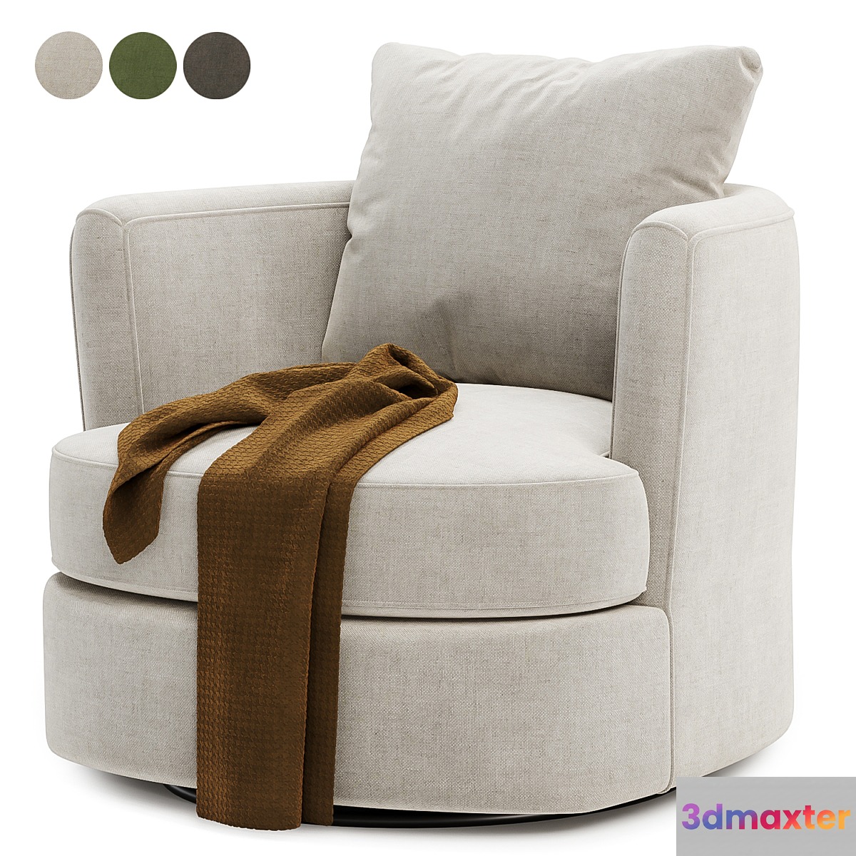Zarren Upholstered Swivel Barrel Chair