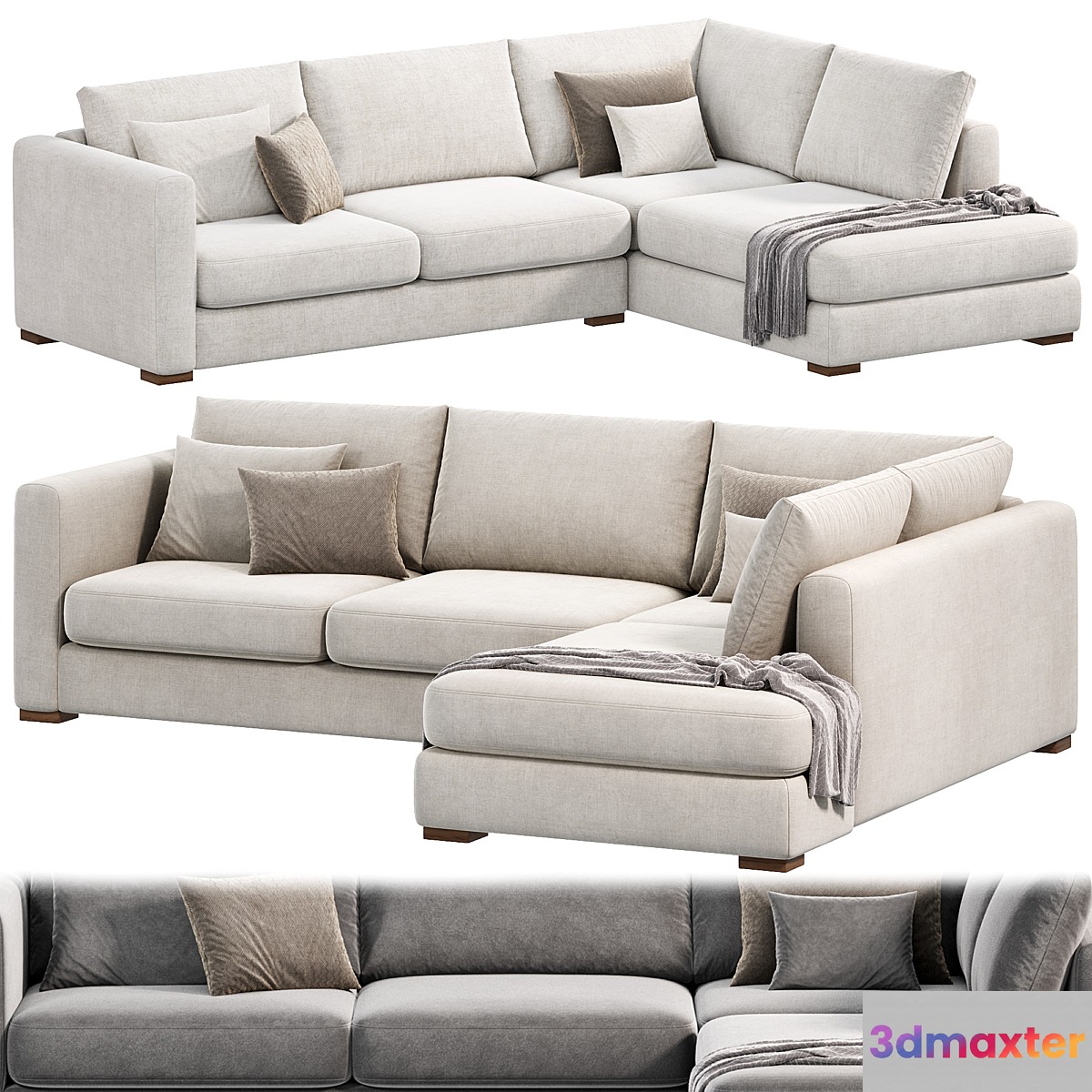 Blake Large Open End Corner Sofa by loomloft sofas 3D Max