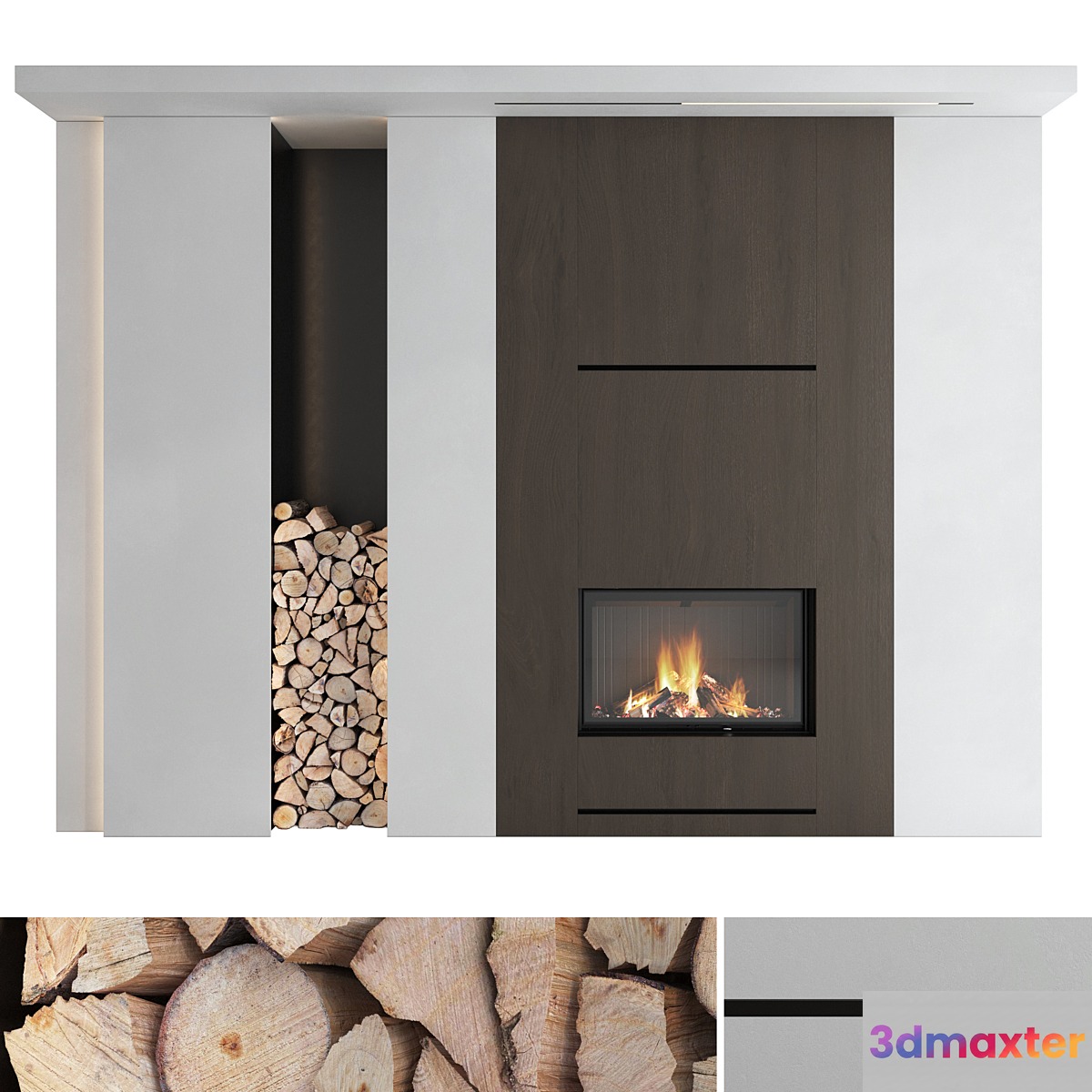 Decorative wall with fireplace set 21 - No.2