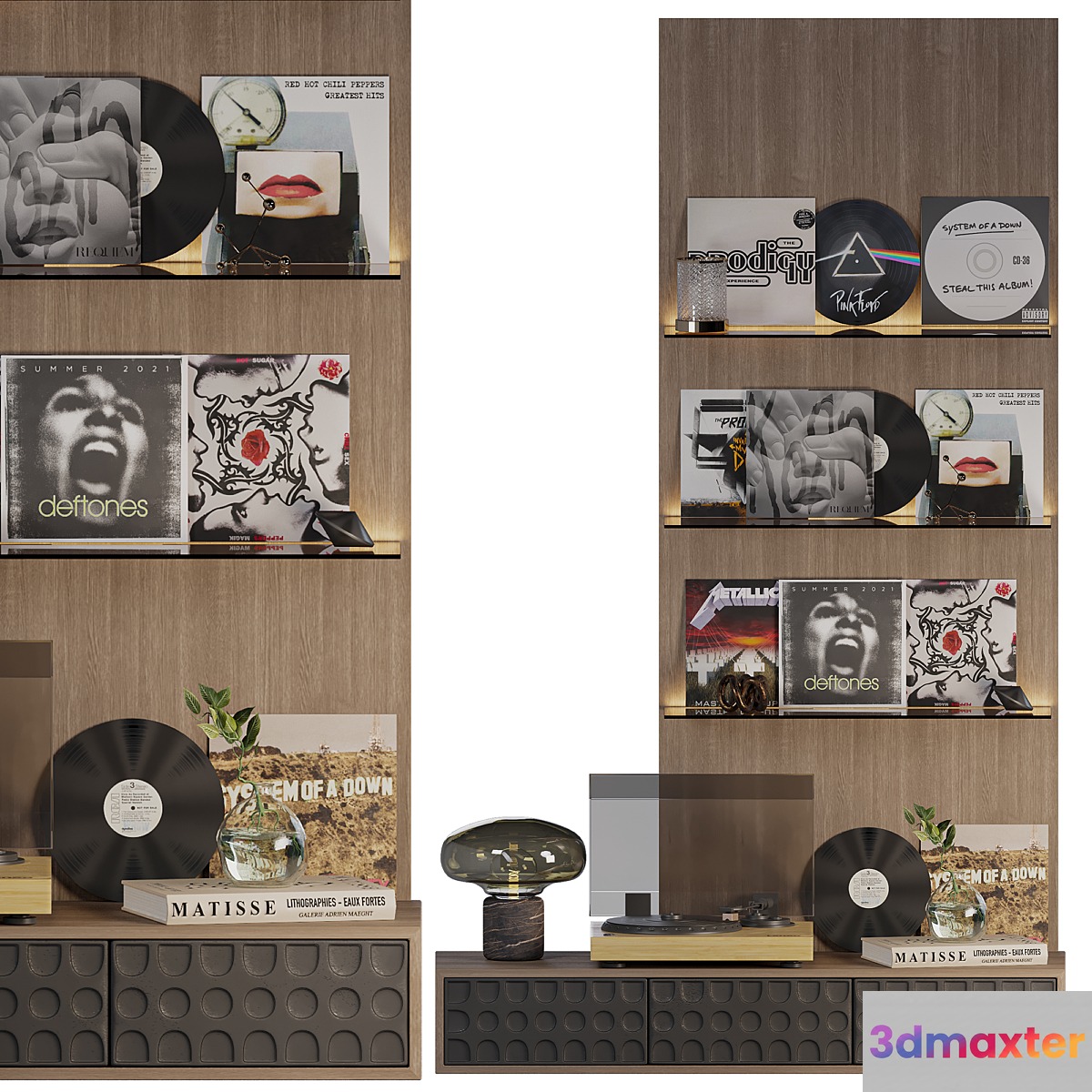 Decorative shelf with vinyl records 3D Max
