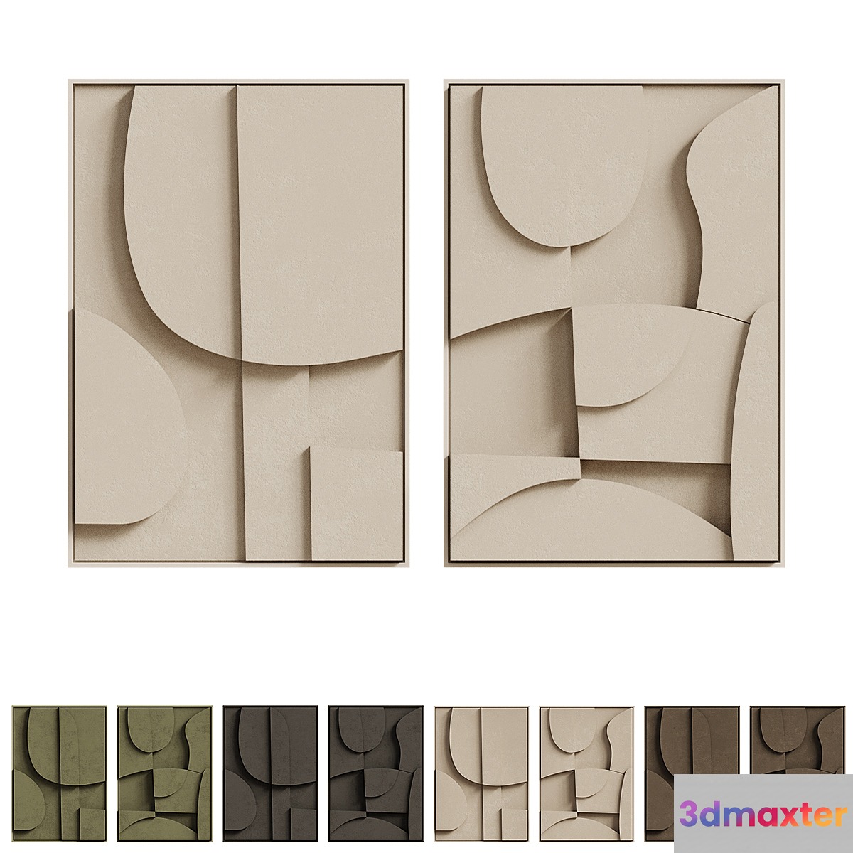 Duo Decor Sculpture Pictures Blanche Archi 3D Max