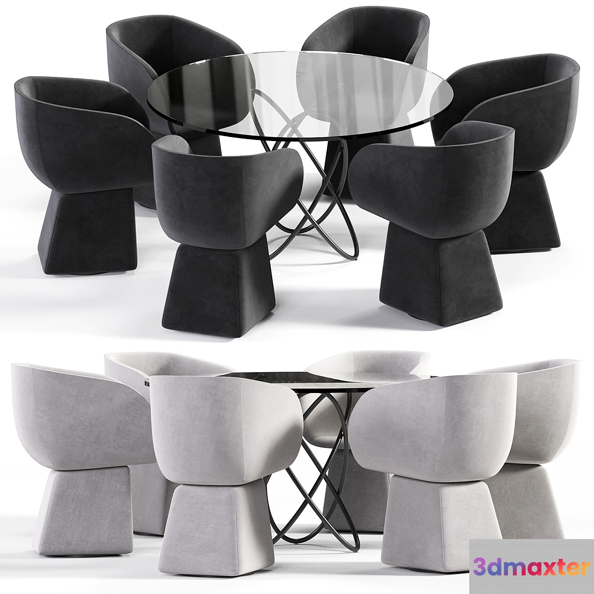 Armada chair and Molecular Black Table 3D Max