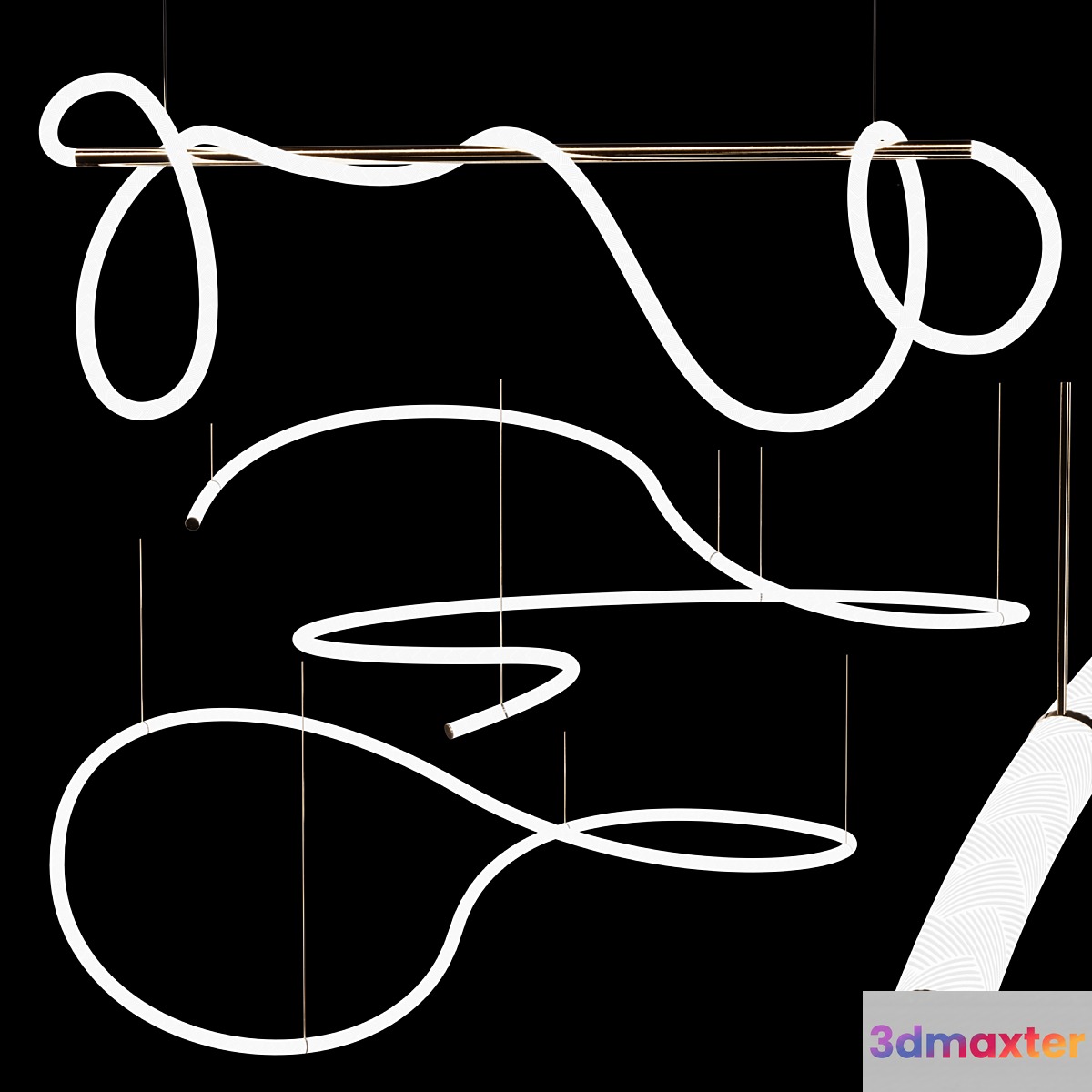 3 LED pendant lamps (OPAL SHAPE_SQUIGGLE H4_SQUIGGLE H5)| 3lights | - No.2
