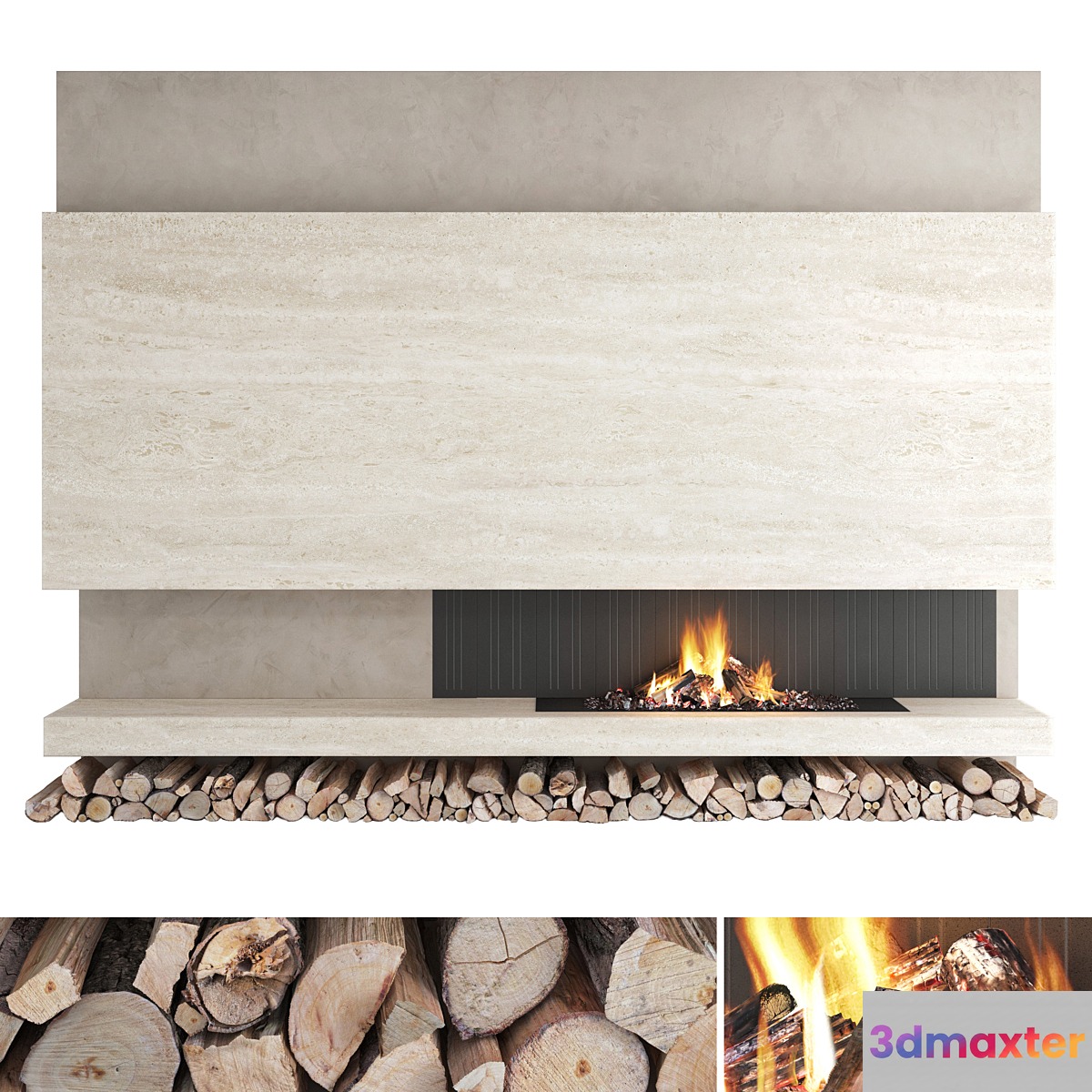 Decorative wall with fireplace set 24