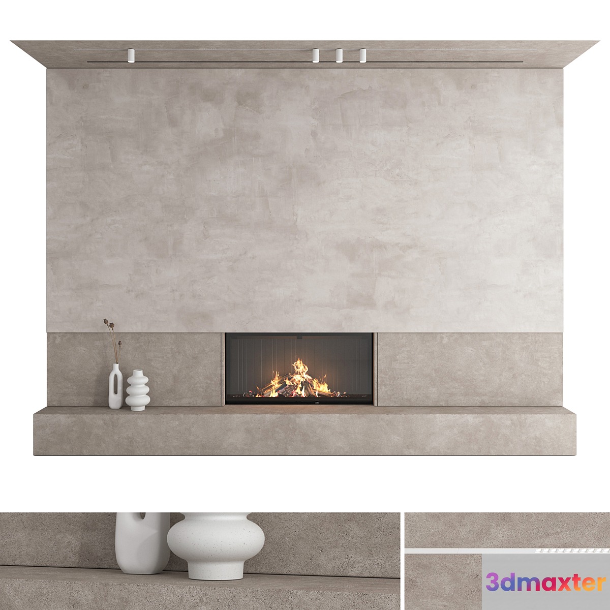 Decorative wall with fireplace set 27 - No.2